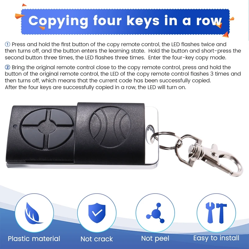 433Mhz 4-Key Garage Handheld Transmitter Door Opener Fit Wireless Universal Garage Door Remote Control Transmitter