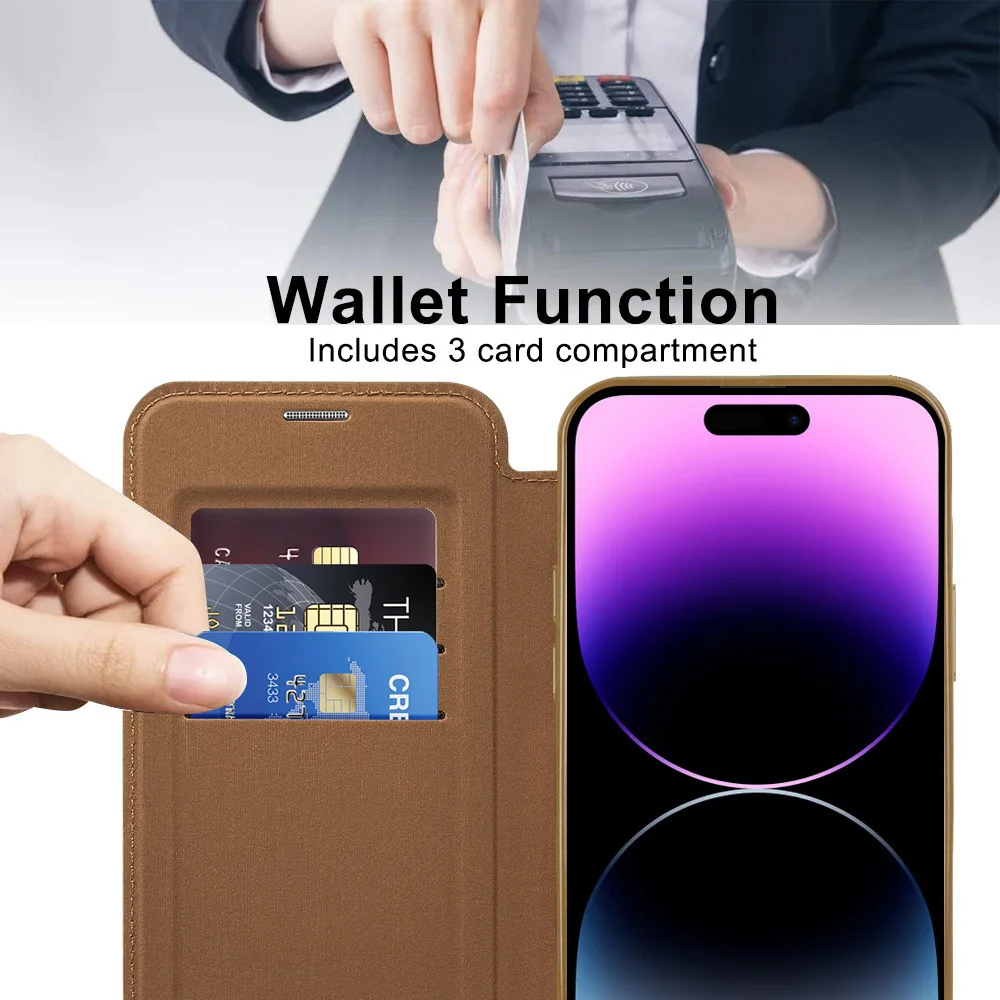 Applicable to iPhone 17 Pro Max - diamond pattern magnetic flip cover phone case, Apple 16 creative artificial leather cover, 15 view 3