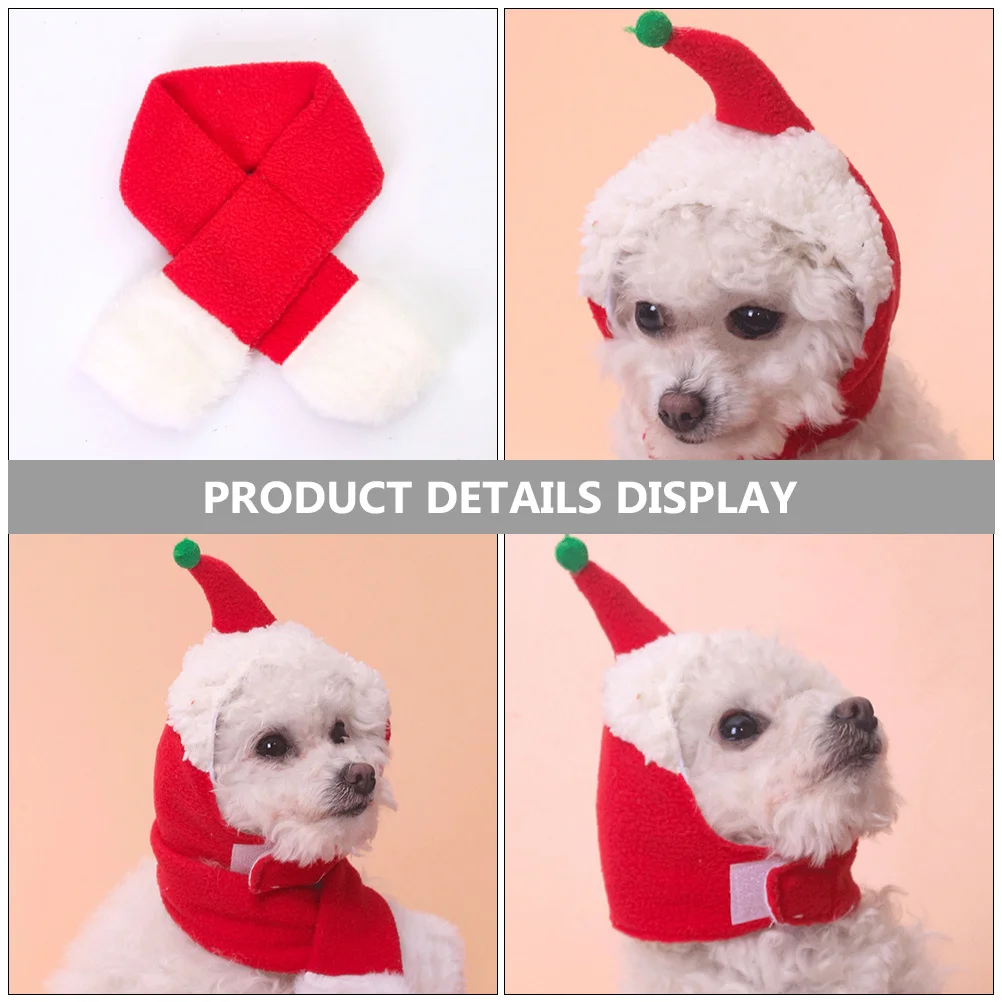 

1Set Pet Christmas Hat Scarf Set Soft Dog Headdress Winter Warm Outfit for Photo Shoot Home Decoration Dog Headdress