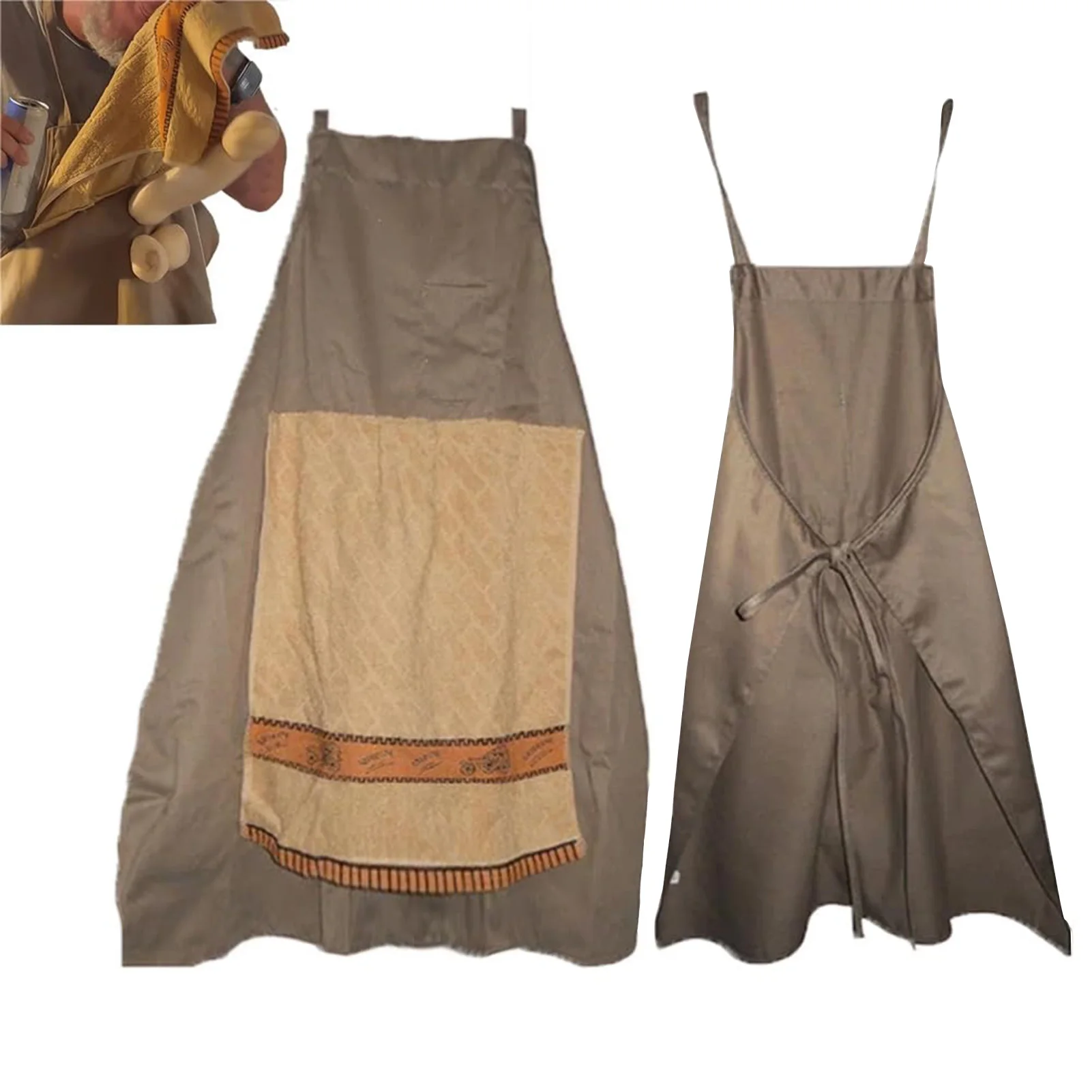Fabric Apron for Bachelor Party Men's Funny Chef Prank Cooking Apron Hidden Pop Up Surprise Pocket White Elephant Gift