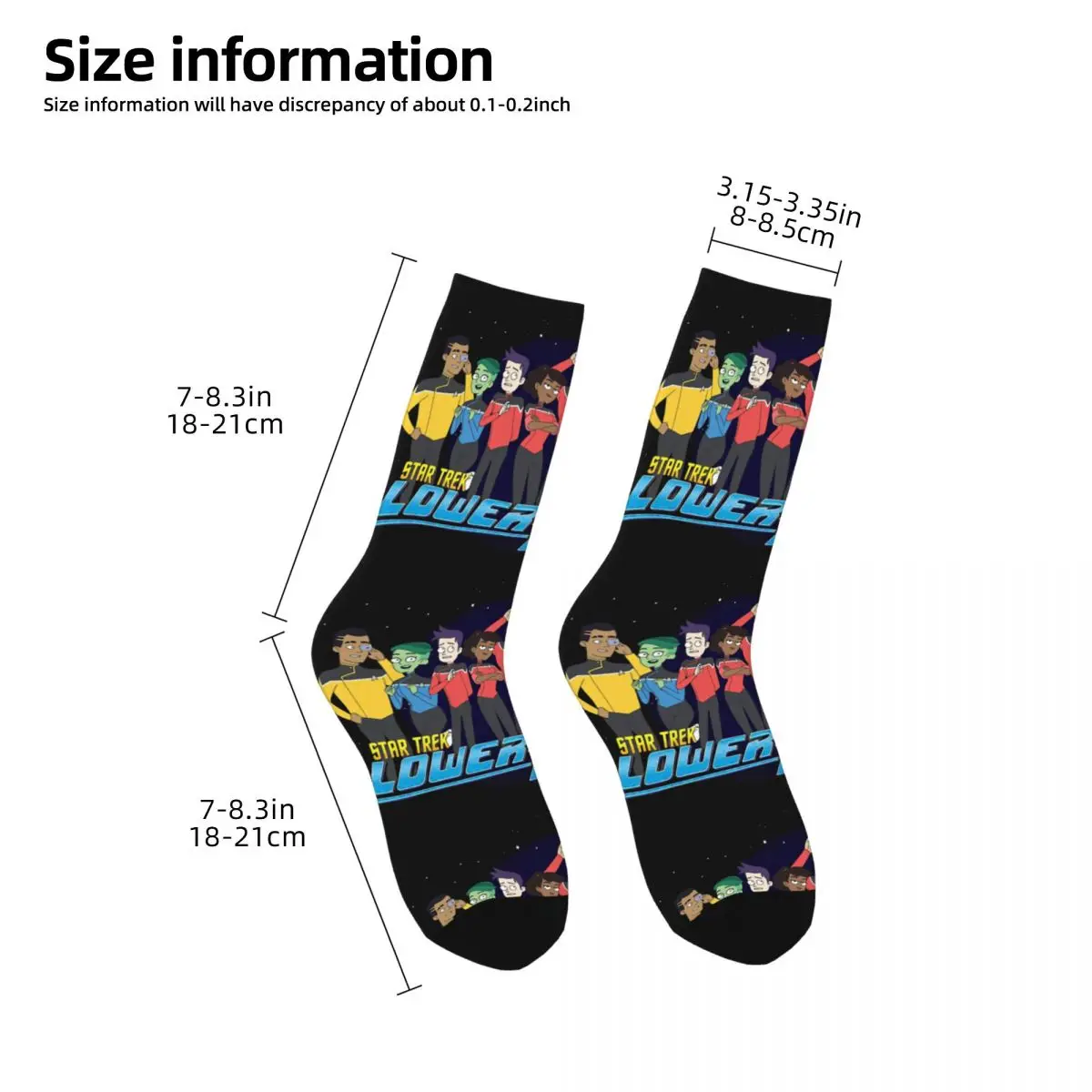 Happy Funny Main Character Men\'s Socks Vintage Harajuku S-Star Trek Lower Decks Hip Hop Novelty Casual Crew Crazy Sock Gift