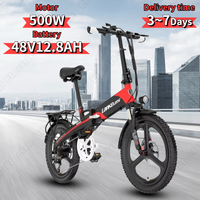 LANKELEISI Electric Bike 500W Motor 48V12.8AH Built-in Lithium Battery Aldult Folding E-bike 20 Inch Tire City Electric Bicycle