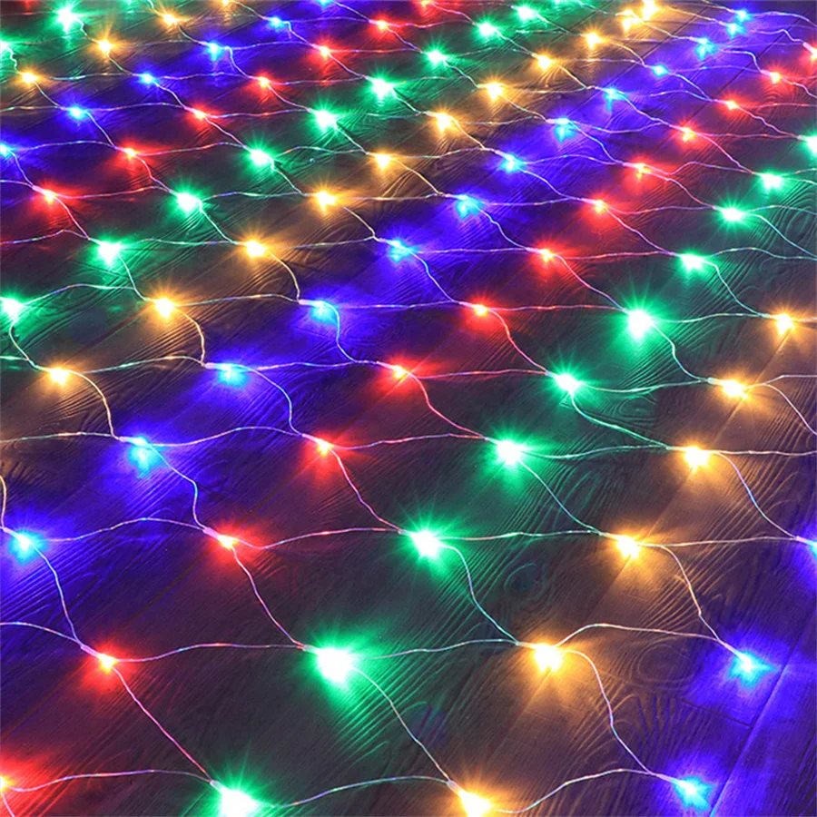 

2X2/3X2M LED Net Mesh Fairy Garden String Lights 8 Modes Christmas Garland Curtain Lights Outdoor Wedding Party Patio Tree Decor