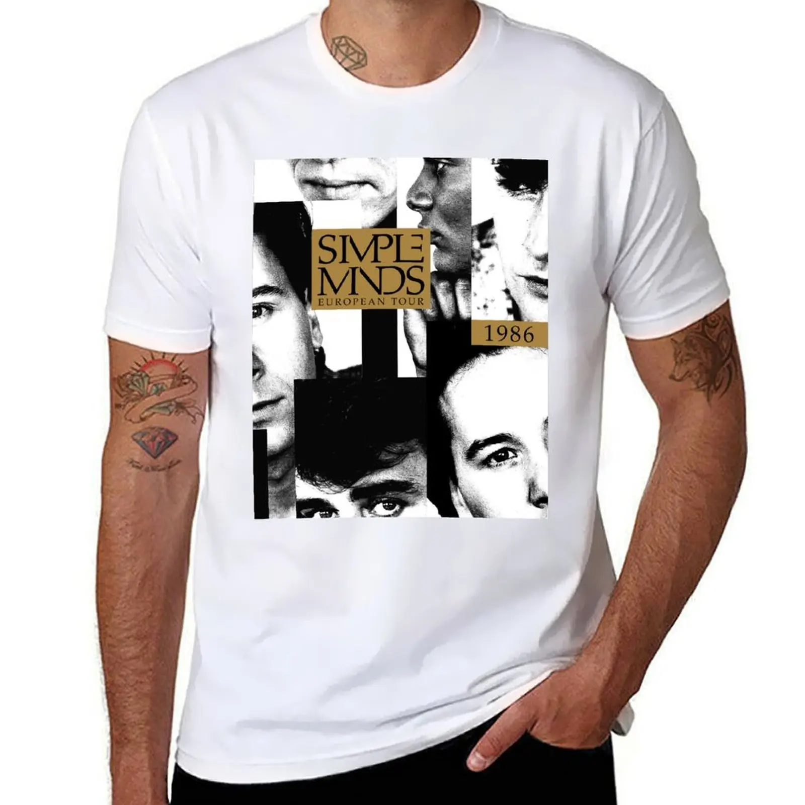 

Simple Minds - Once Upon A Time European Tour 1986 T-Shirt man t shirt luxury men t shirt cotton 100% T-Shirt