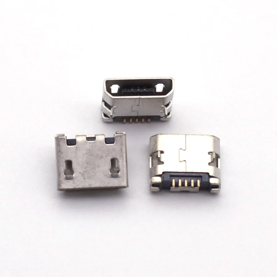 100pcs micro USB 5pin 5.9mm DIP2 no side B type Flat mouth without curling side Female Connector For Mobile Phone Mini USB