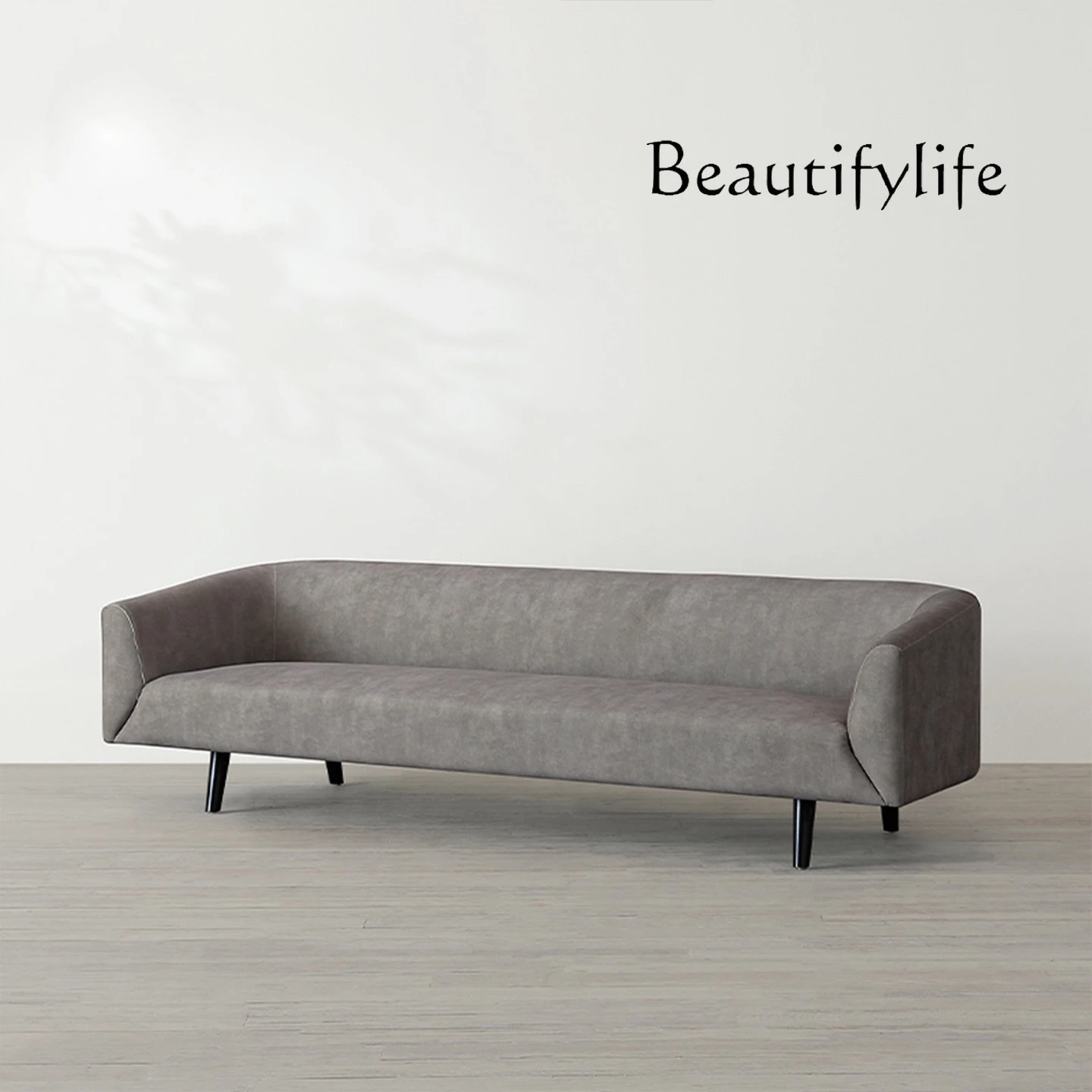 

Japanese retro wabi-sabi wind gray flannel three-person sofa Nordic light luxury fabric Italian simple modern sofa