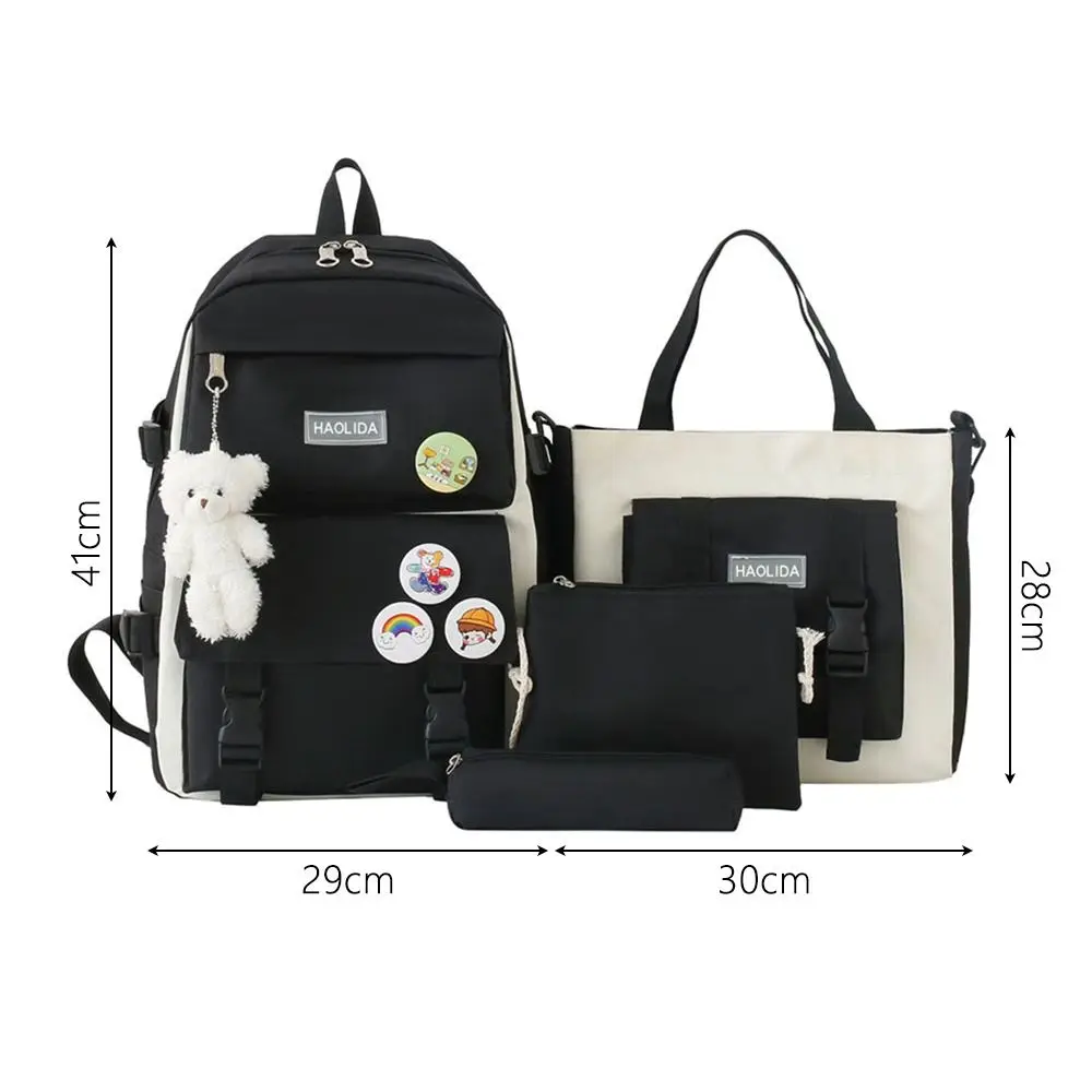 4 قطعة/المجموعة سعة كبيرة 4 في 1 على ظهره تنفس متعددة الوظائف حقيبة كتب عارضة حقيبة الظهر المدرسية حقيبة ظهر للطلاب #6