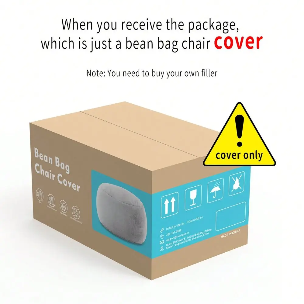 Filler Bean Bag Chair Cover Without Filler,Big Round Soft Fluffy PV Velvet Washable Bean Bag Lazy Sofa Bed Cover For Adults,Liv view 5