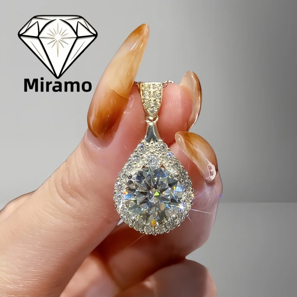 3 CT Round Cut Moissanite/Zircon Necklace Minimalist Fashion Diamond Pendant for Women S925 Sterling Silver with Certificates
