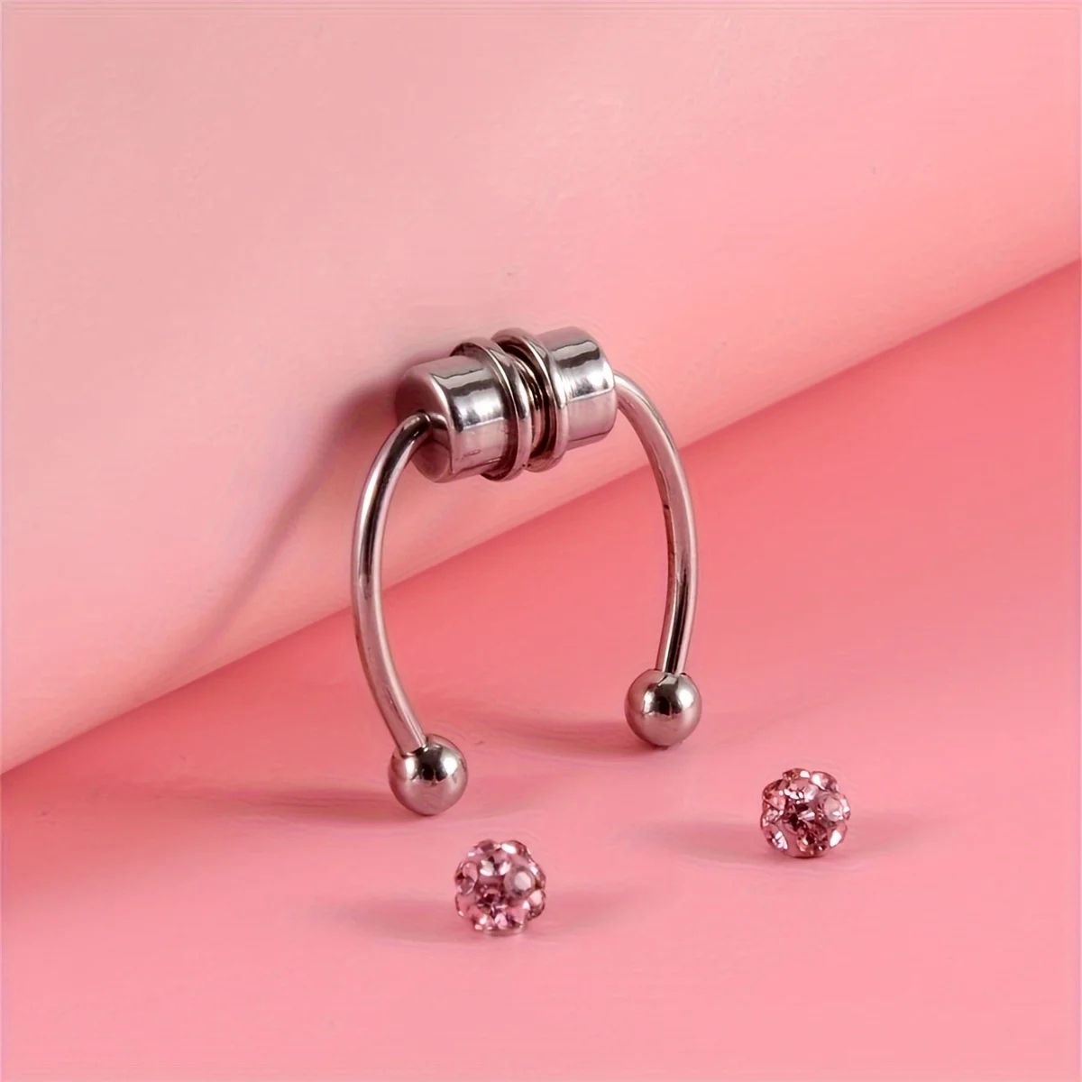 3pc Roestvrij staal Mannen Magnet Clip Op Hoop Neus Ring Minimalistische Punk Stijl Nep Piercing Neus Sieraden Voor Vrouw