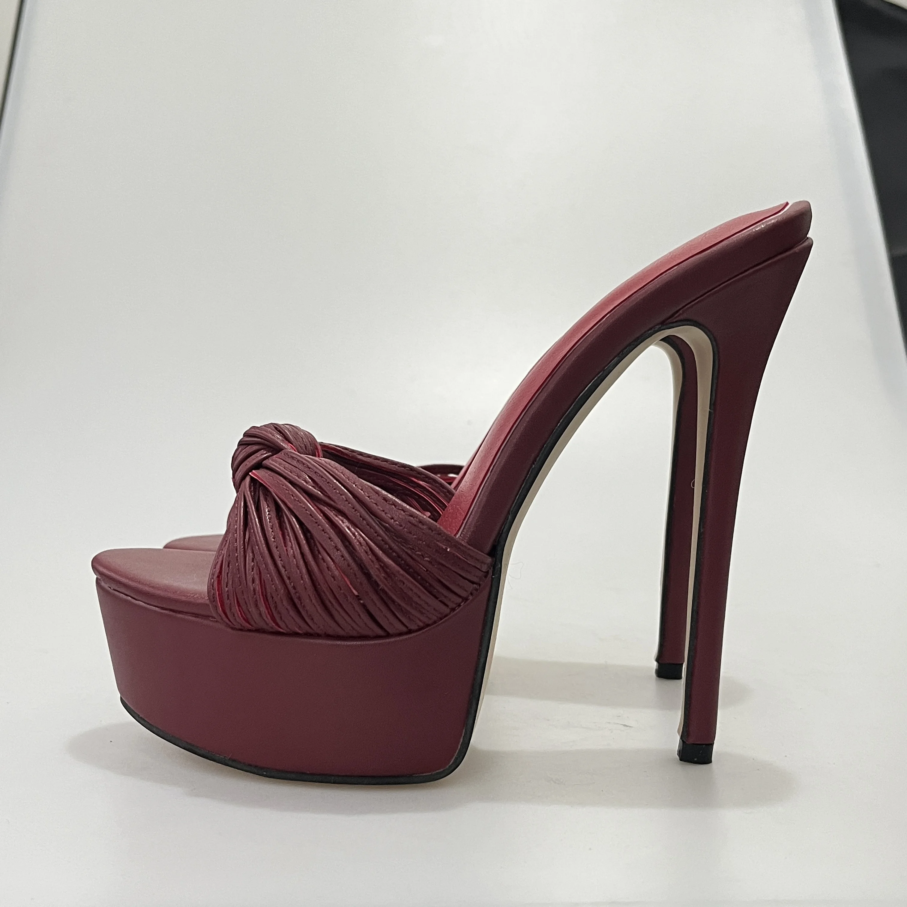 Olomm Sandalias de piel para mujer hechas a mano con detalle de nudo - Artesanía artesanal, calzado elegante de verano talla grande EE. UU. 40