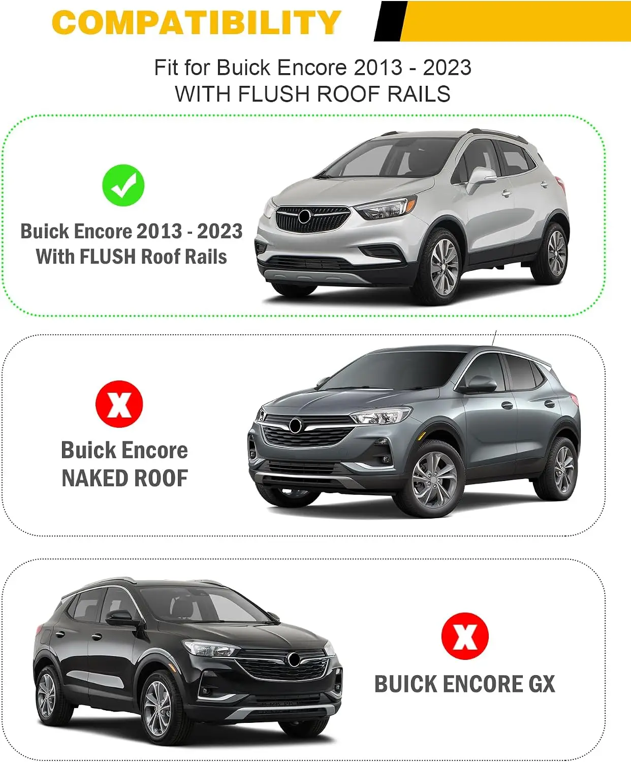 Roof Rack Cross Bars Fit for Buick Encore 2013 2014 2015 2016 2017 2018 2019 2020 2021 2022 Luggage Lockable Crossbars Carrier C