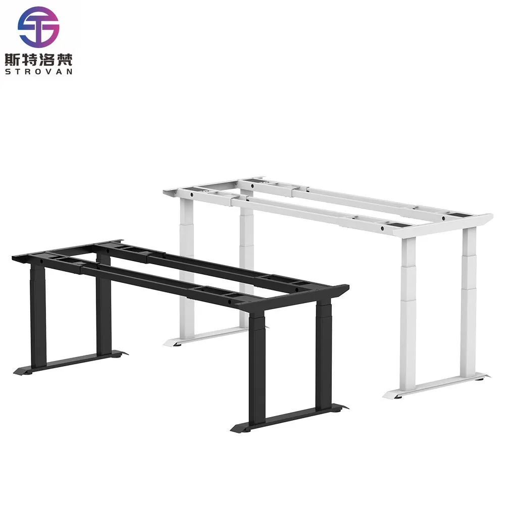 مكتب مكتب منزلي قابل للتعديل بارتفاع مكتب مع نظام رفع ذكي ومحركات مزدوجة ذات سعة تحميل عالية 4 أرجل #1