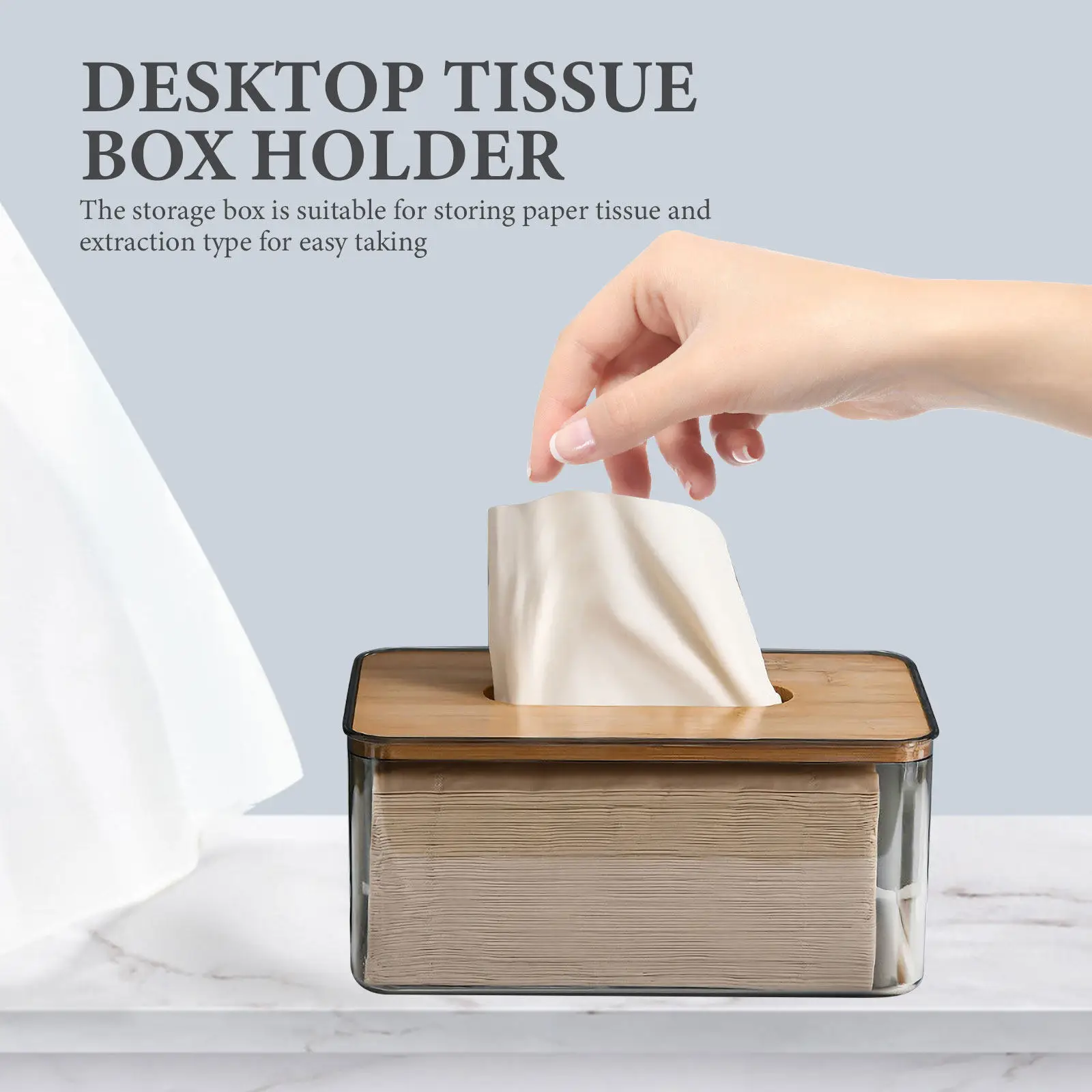 Premium Pet Bamboo Wood Tissue Box Cover Napkin Holder for Car Desktop Office Living Room Paper Towel Dispenser Cube Tissue