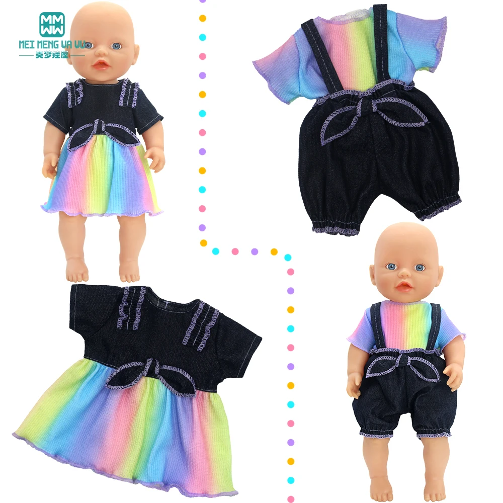 NEW Doll clothes Fashion T-Shirt Suspender Skirt for 12inch 30-40cm Toys Crawling Doll accessories