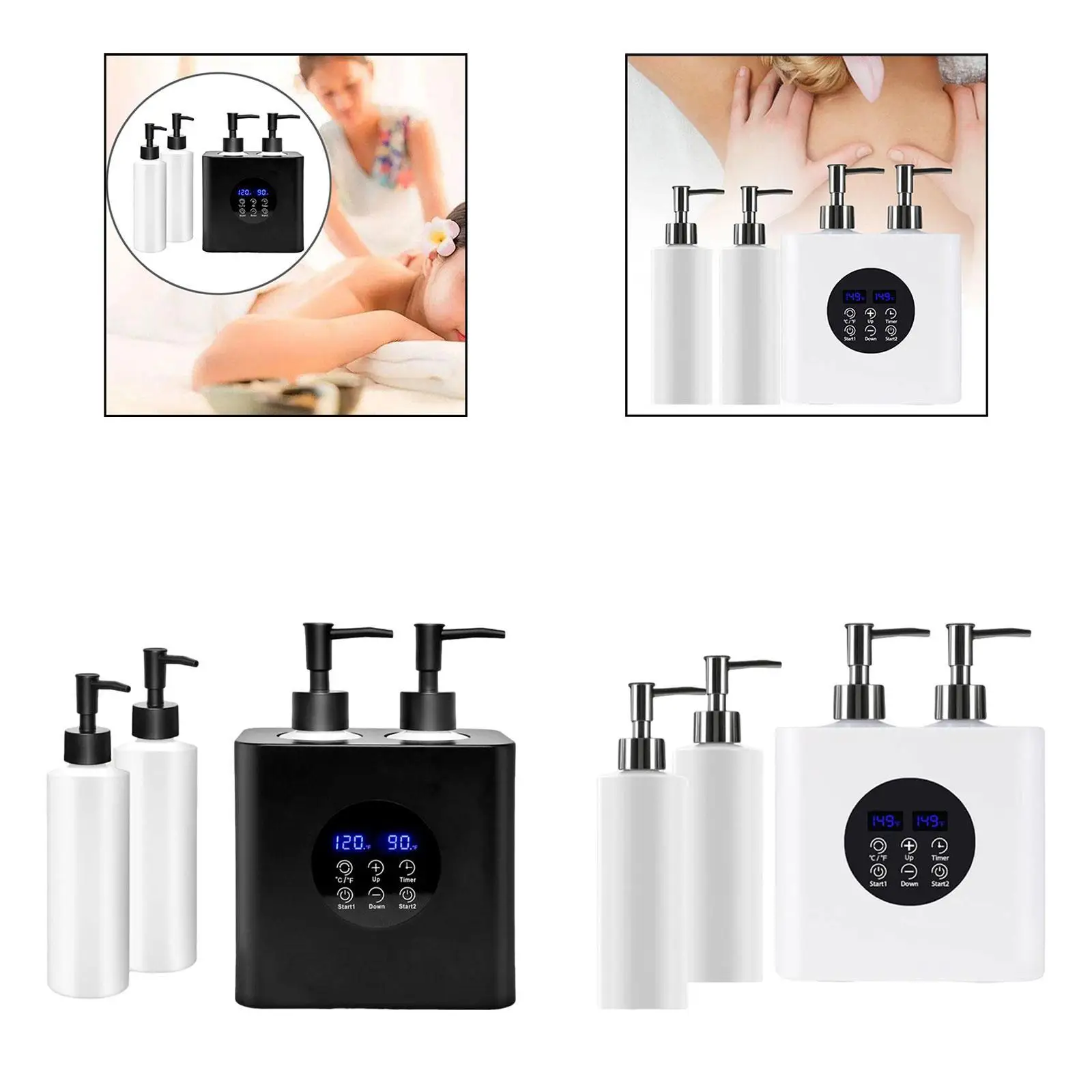 

Double Bottle Oil Heater Massage Oil Warmer Temperature Adjustable Portable Multipurpose Massage Tools Oil Bottle Warmer