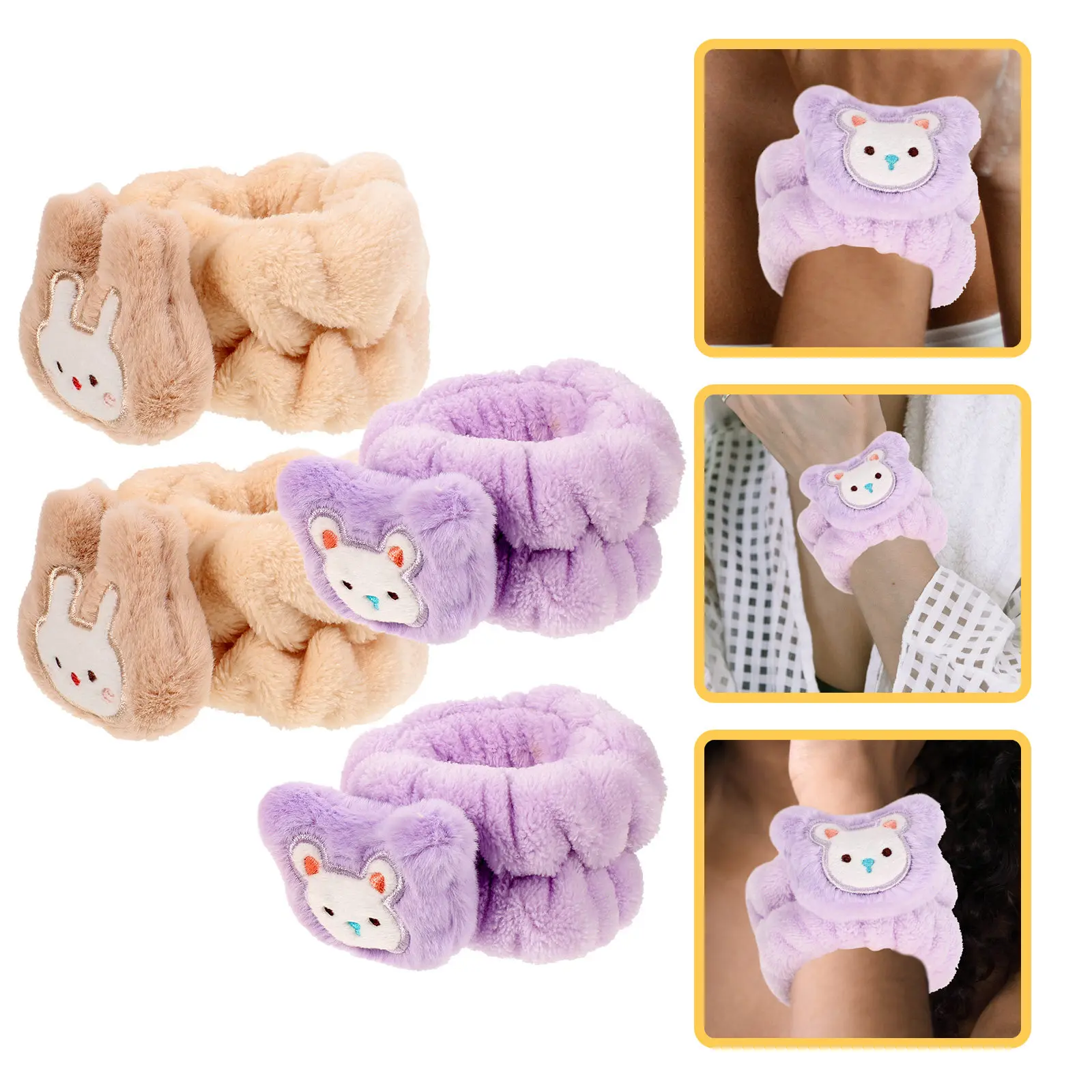 

4 Pcs Anti Drip Wristbands Cuffs for Washing Absorbent Strap Skincare