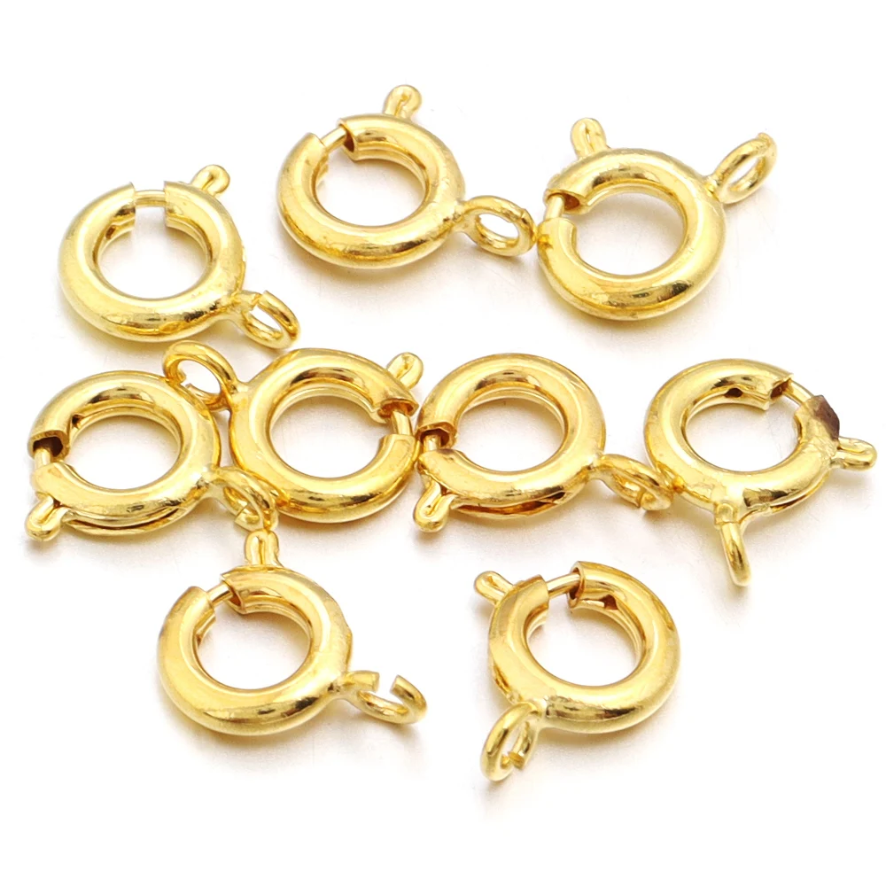 10 teile/los Kupfer Runde Frühling Verschlüsse Schlüsselbund Haken Schnallen End Anschlüsse Für Armband Halskette DIY Schmuck Machen Zubehör – Detail 8