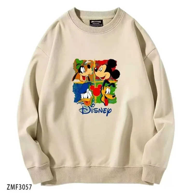

Disney Mickey Minnie Fleece-lined Crew Neck Sweatshirts Unisex Student Autumn Winter Loose Long Sleeve Tops ladies clothes