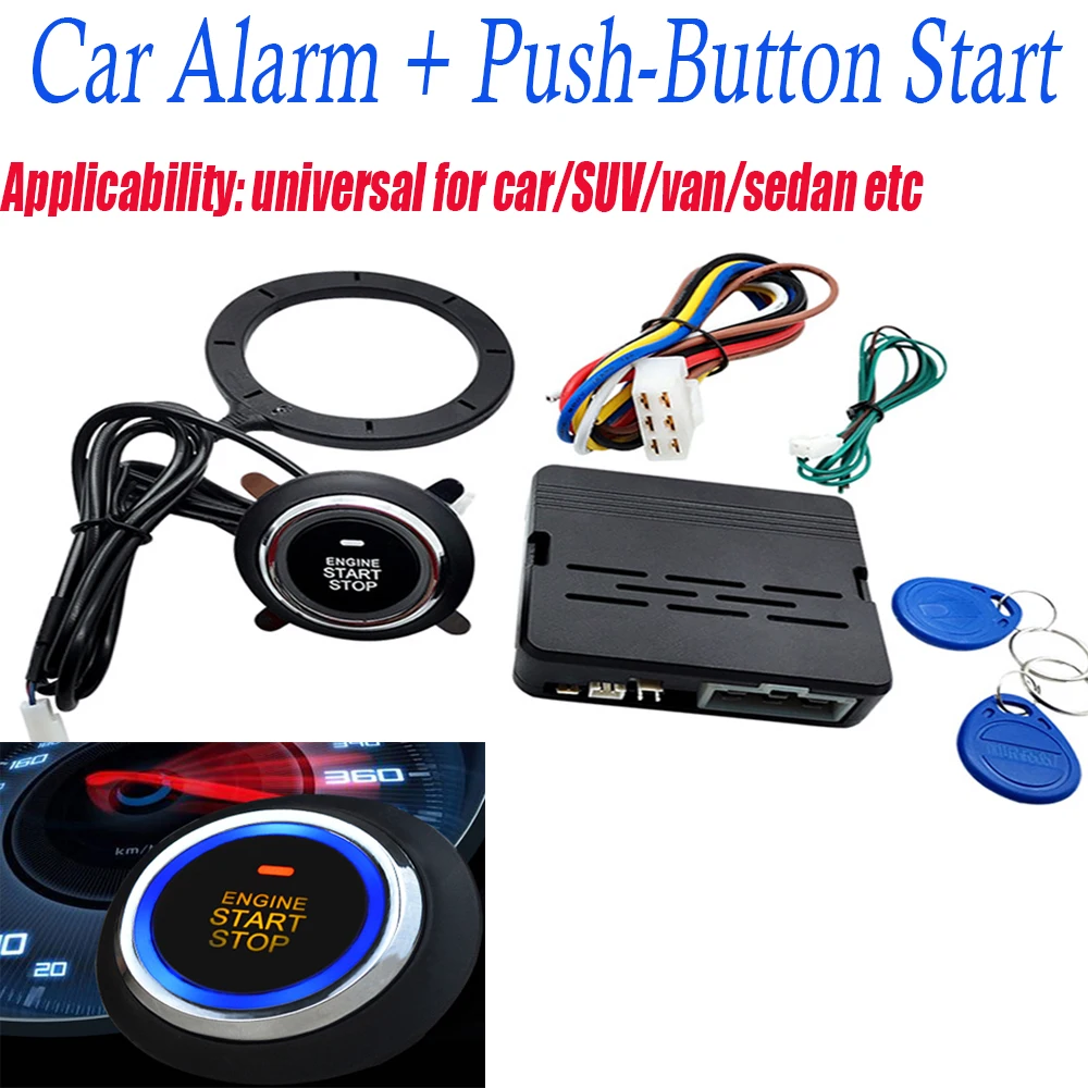RFID Car Hidden Immobilizer Anti-Theft System With One-Touch Start Universal 12V One-Way Security Lock for Sedan Van