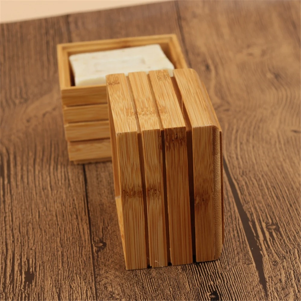 Vintage Bamboo Wooden Soap Dishp Box Bathroom Accessories Container Tray Holder Storage  Rack Plate  Handmade Drain Soa