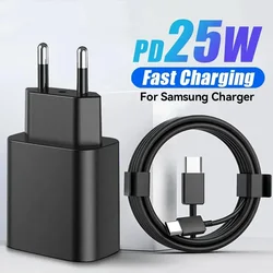 PD 25W USB C Charger Quick Charge 3.0 Super Fast Charging With Type C Cable For Samsung Galaxy S23 S22 S21Ultra Note 20