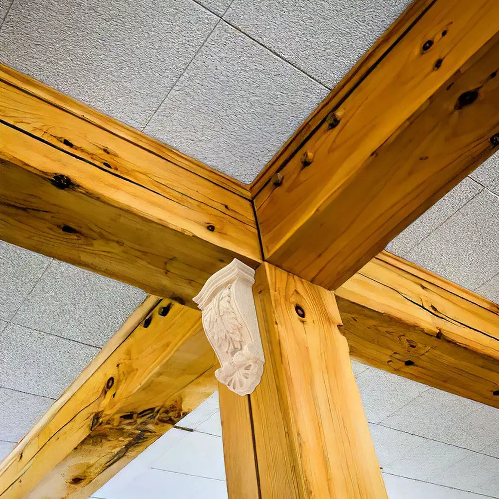 

2Pcs European Style Wooden Carved Corbels Rustic Wood Decorative Shelf Brackets Solid Wood Corbels Home Decoration