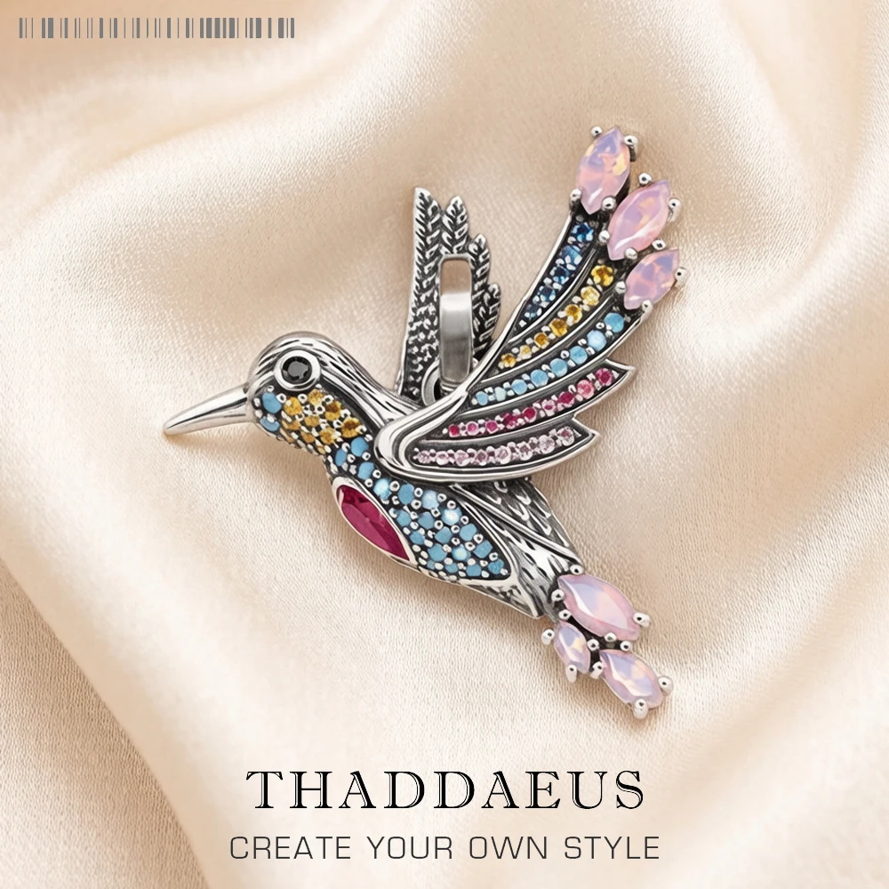 Bunte Kolibri Anhänger brandneue Schmuck Böhmen 925 Sterling Silber Accessoires Sommer geschenk für Frauen