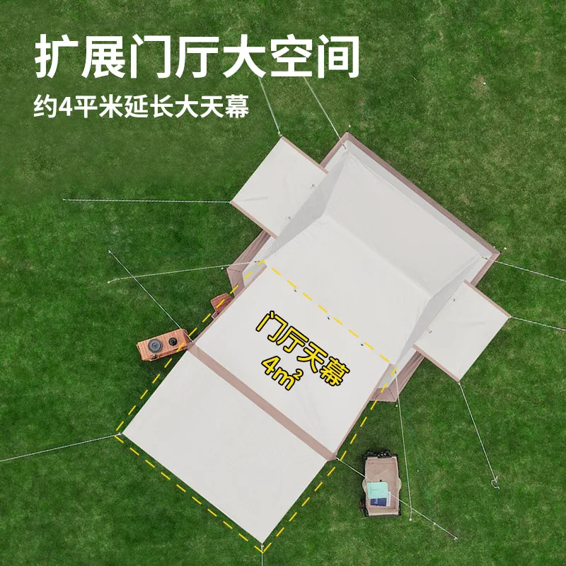 Two bedrooms and one living room canopy automatic tent outdoor camping rain and sun protection camping equipment vinyl