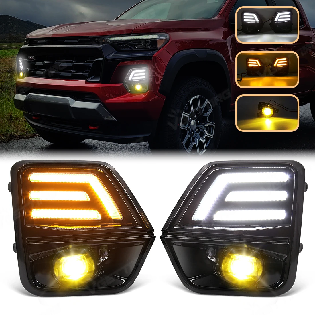 

Для Chevrolet Colorado 2023 2024 светодиодные дневные ходовые огни белые желтые противотуманные фары указатель поворота дальнего света 12 В переключатель жгута проводов