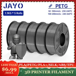 JAYO PLA Meta / ABS / PETG / SILK / PLA Filament 1.75MM 5Rolls 3D Printer 100% No Bubble for FDM DIY Gift Material Fast Shipping