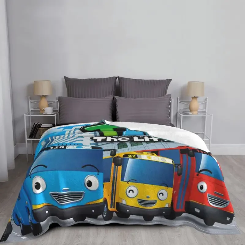 Tayo The Little Bus Blanket anime cartoon cute for kids Fleece Throw Blankets Bedding Couch Personalised Soft Warm Bedspread