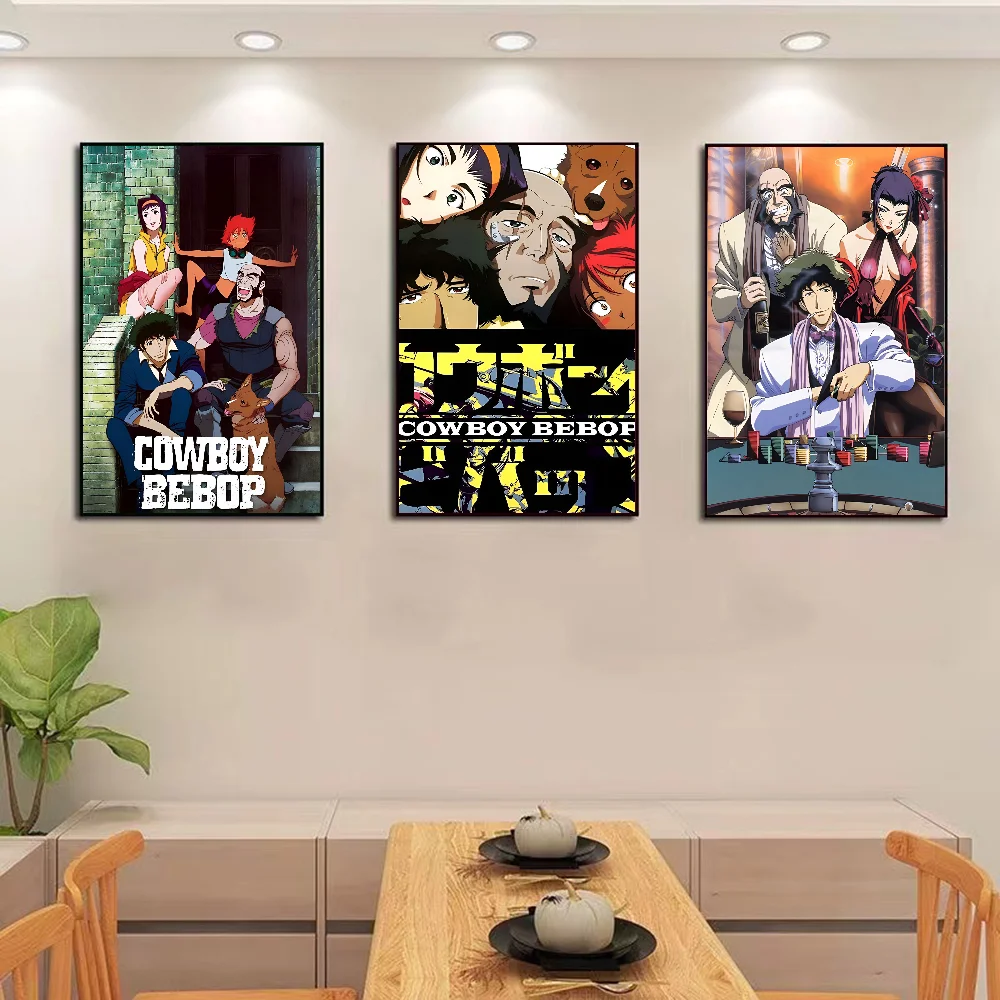 Pósteres clásicos Vintage de Anime Cowboy Bebop, arte de pared de calidad HD, carteles Retro para decoración de pared de habitación del hogar