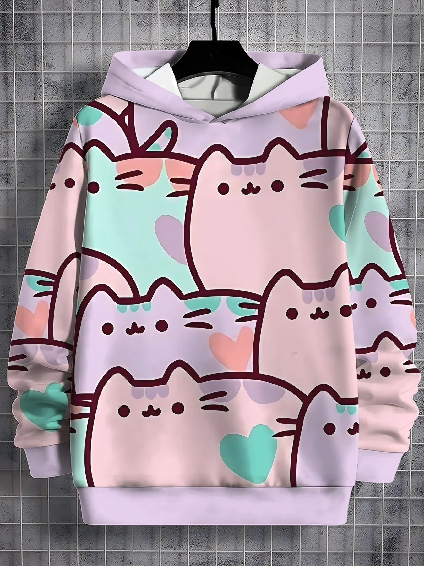 3D Print Cute Cats All Seasons Children Casual Sweatshirt Cool Pullover Tops Unisex P-Pusheens Clothes Boy Girl Hoodies