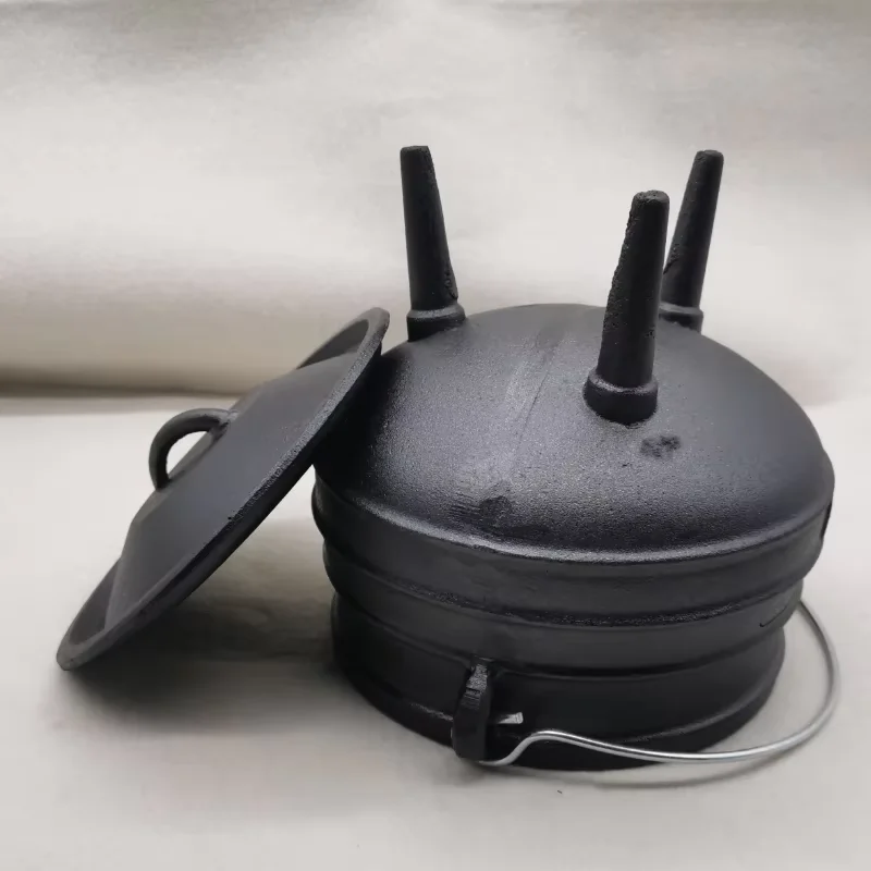 9.3L Large Size Thickened Three Legs Cast Iron South African Outdoor Camping Stew Pot Tripod Cauldron 4#