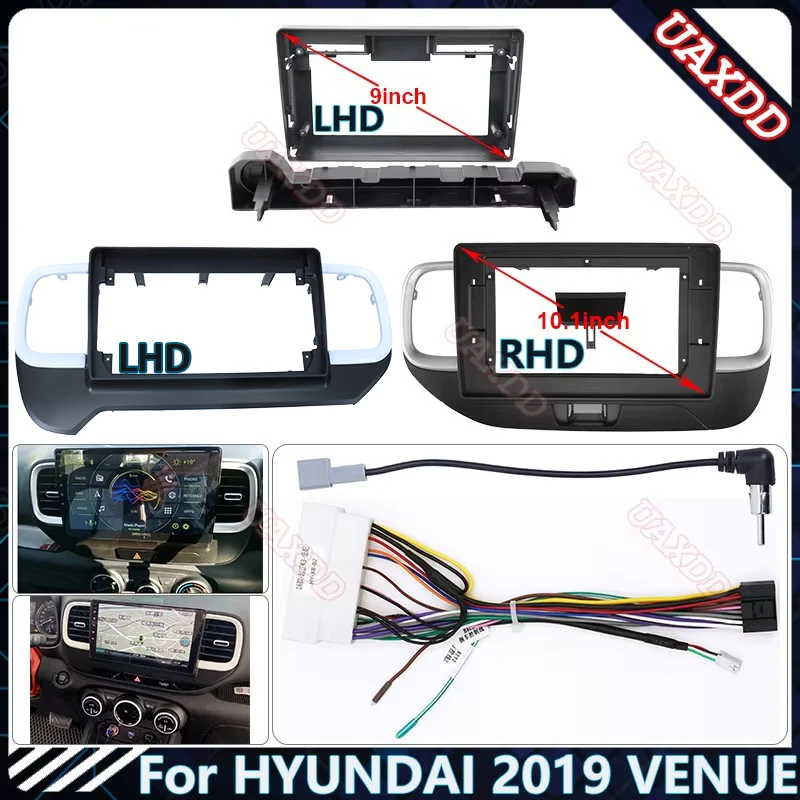 For HYUNDAI 2019 VENUE 9-10.1INCH Car Radio Android Stereo audio screen multimedia video player navigation cables Harness frame