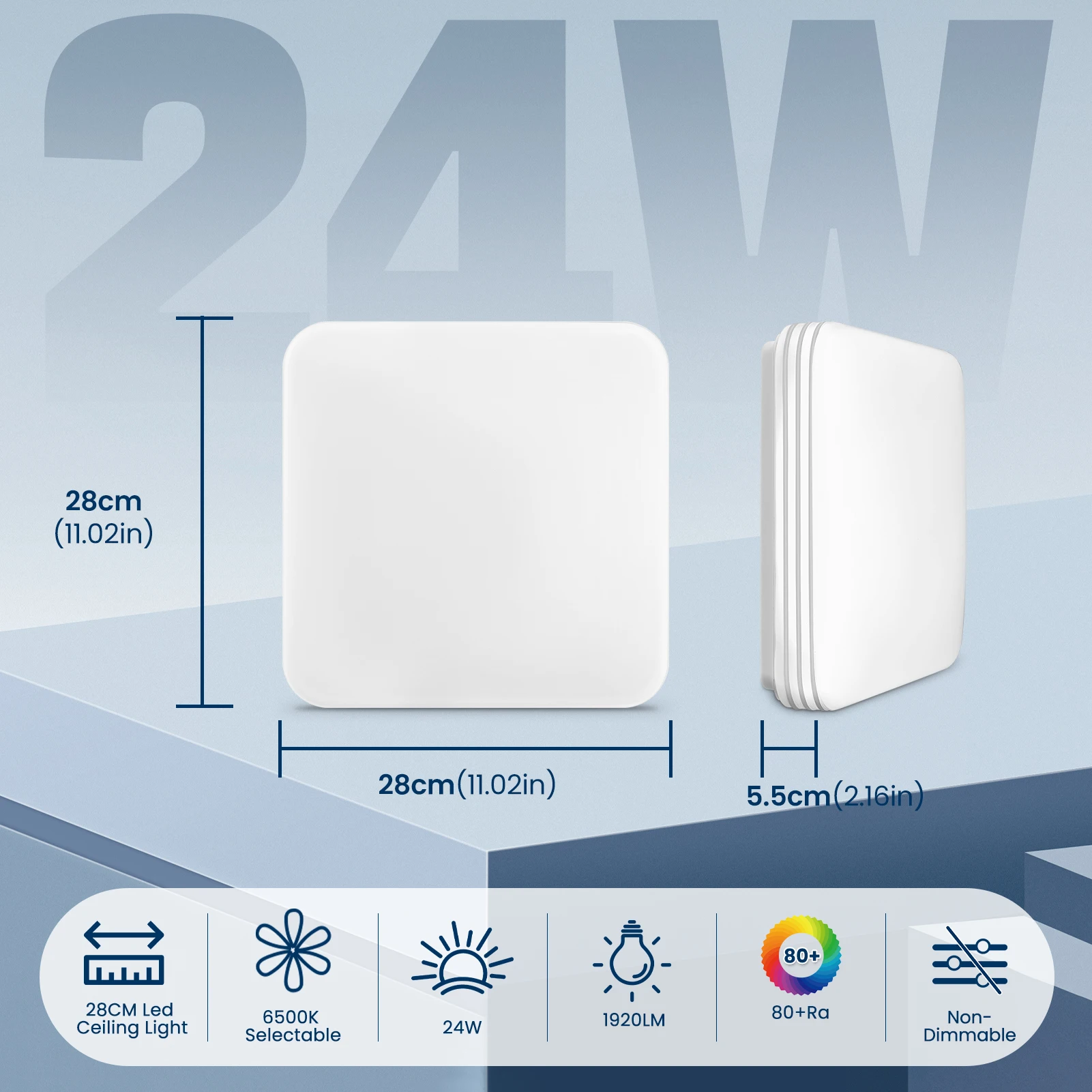 18W 24W 36W 48W Moderne Ultradünne Quadratische LED-Deckenleuchte Flimmerfrei Blendfrei Energiesparende Beleuchtung Halbeinbau-Installation Geeignet für Badezimmer Küchen Schlafzimmer Wohnzimmer Büros