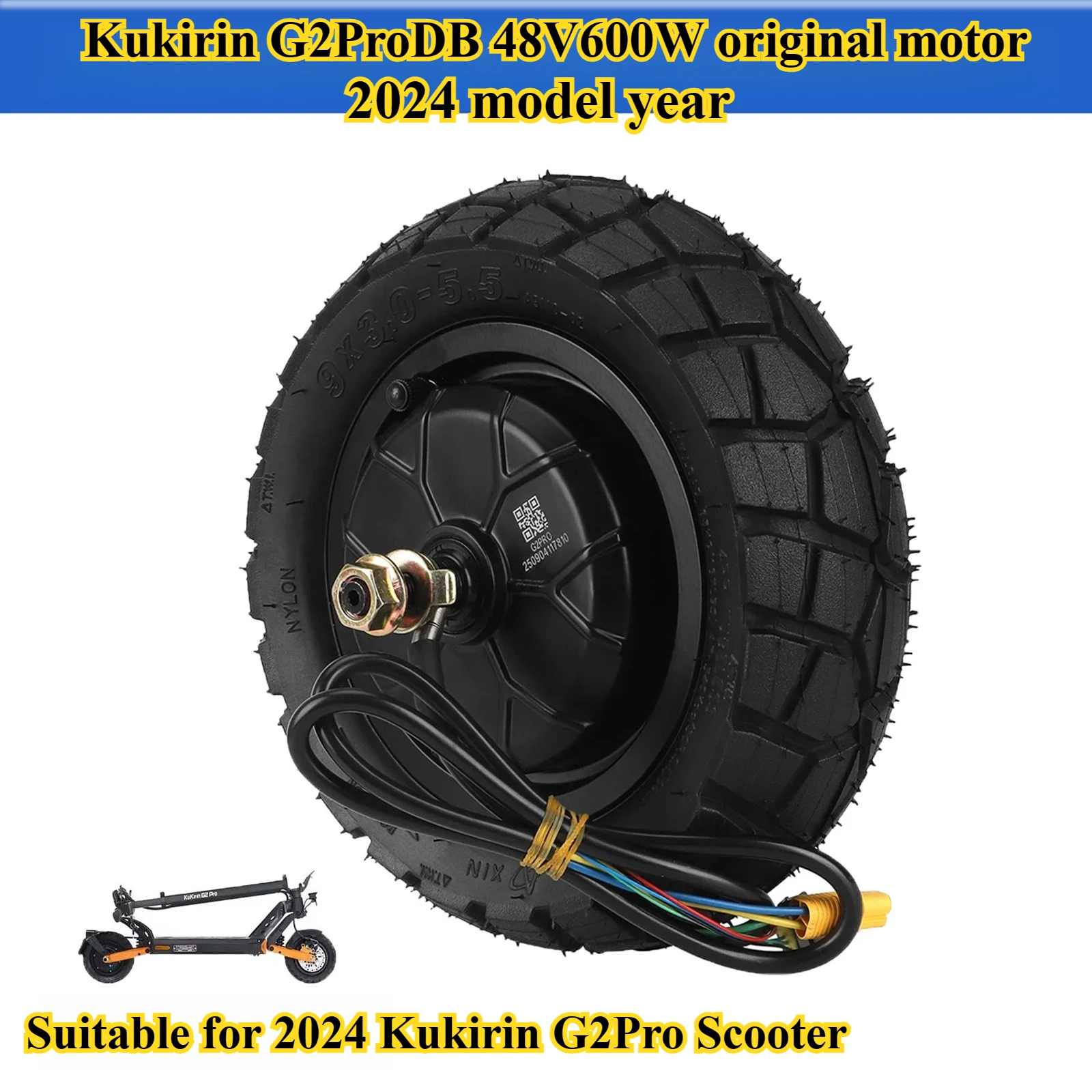 Moteur de roue motrice arrière pour Scooter Kukirin G2Pro 2024, 48v, 600w, moteur Original, pneus 9x3.0-5.5