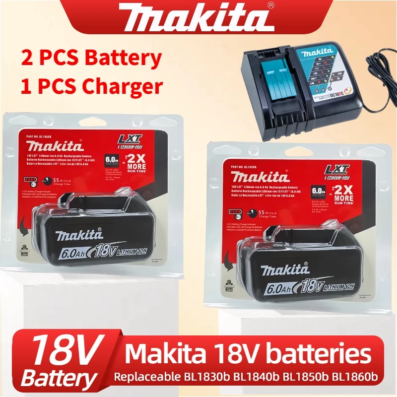 

100% original Makita 18V 6.0Ah Rechargeable Battery ,For Makita 18v battery BL1830B BL1840B BL1850 BL1850B Power Tools Battery