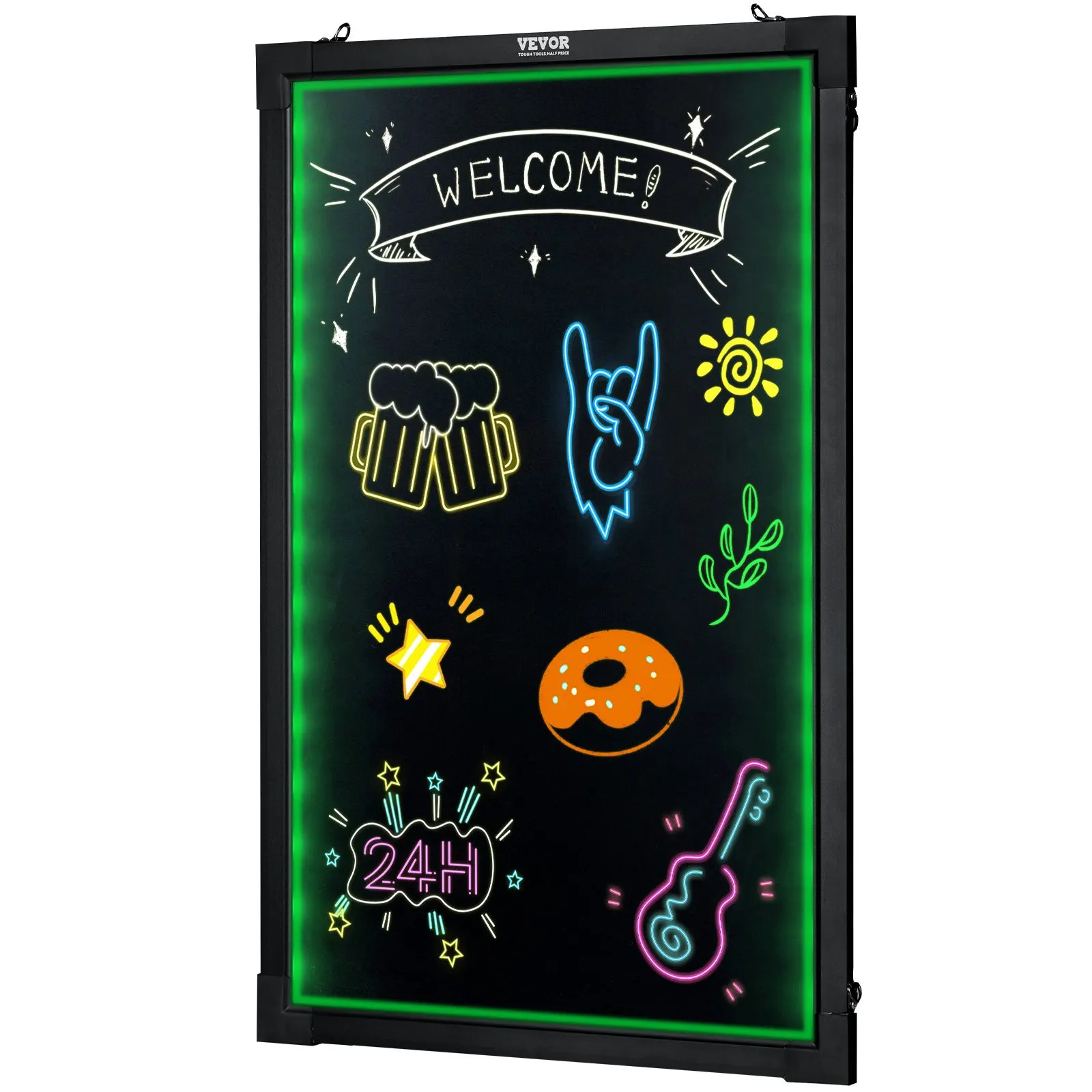 

LED Message Writing Board, 24"x16" Illuminated Erasable Lighted Chalkboard, Neon Effect Menu Sign Board, Drawing Board with 8