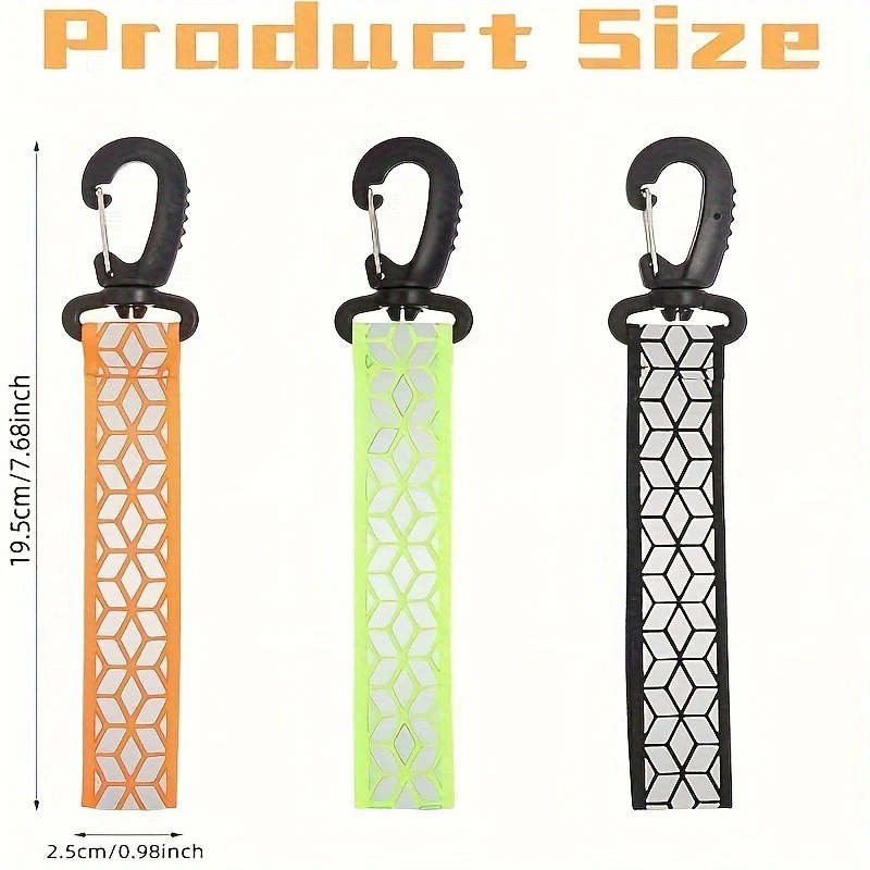 2 قطعة الأشرطة العاكسة قلادة المفاتيح للتخييم في الهواء الطلق ليلة تشغيل الدراجات على ظهره السلامة خفيفة الوزن مشرق Keyrings #3