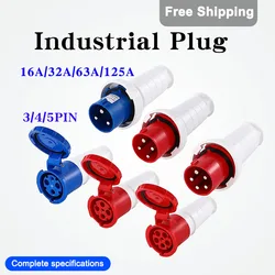 5/10 PCS Industrial Plug 16A/32A/63A/125A 3PIN 4PIN 5PIN Surface/Concealed Installation Without Wire IP44 Industrial Connector