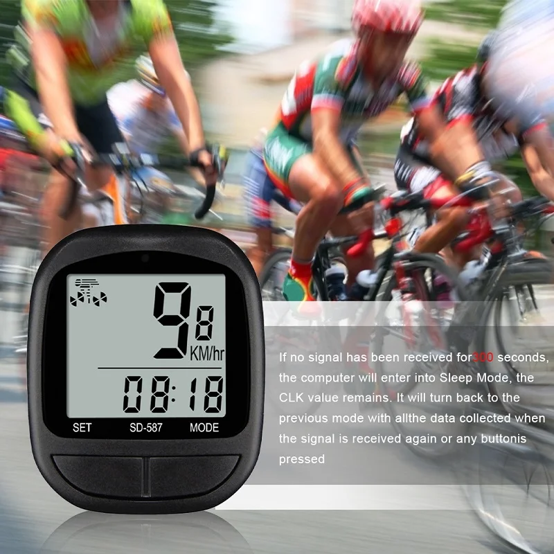 Bicycle Computer Wired Waterproof Bigital Bike Speedometer Odometer with Backlight Bike Stopwatch Speed Counter Code Table Black