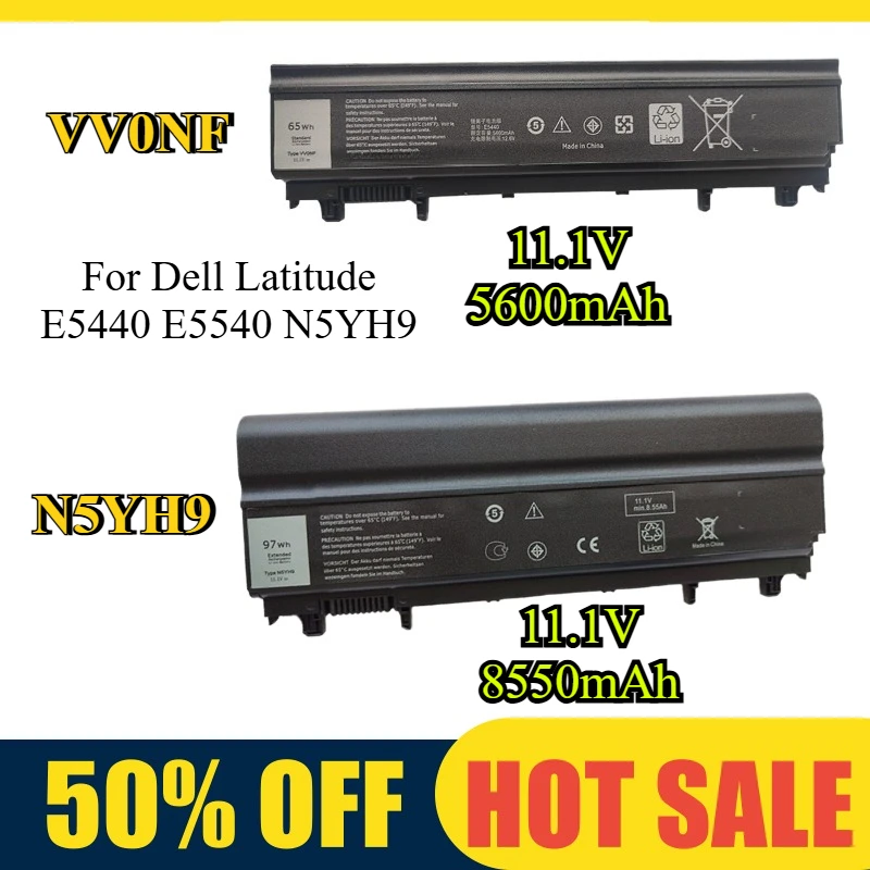 

High Capacity Battery for Dell Latitude E5440 E5540 6-Cell 9-Cell Models VV0NF N5YH9