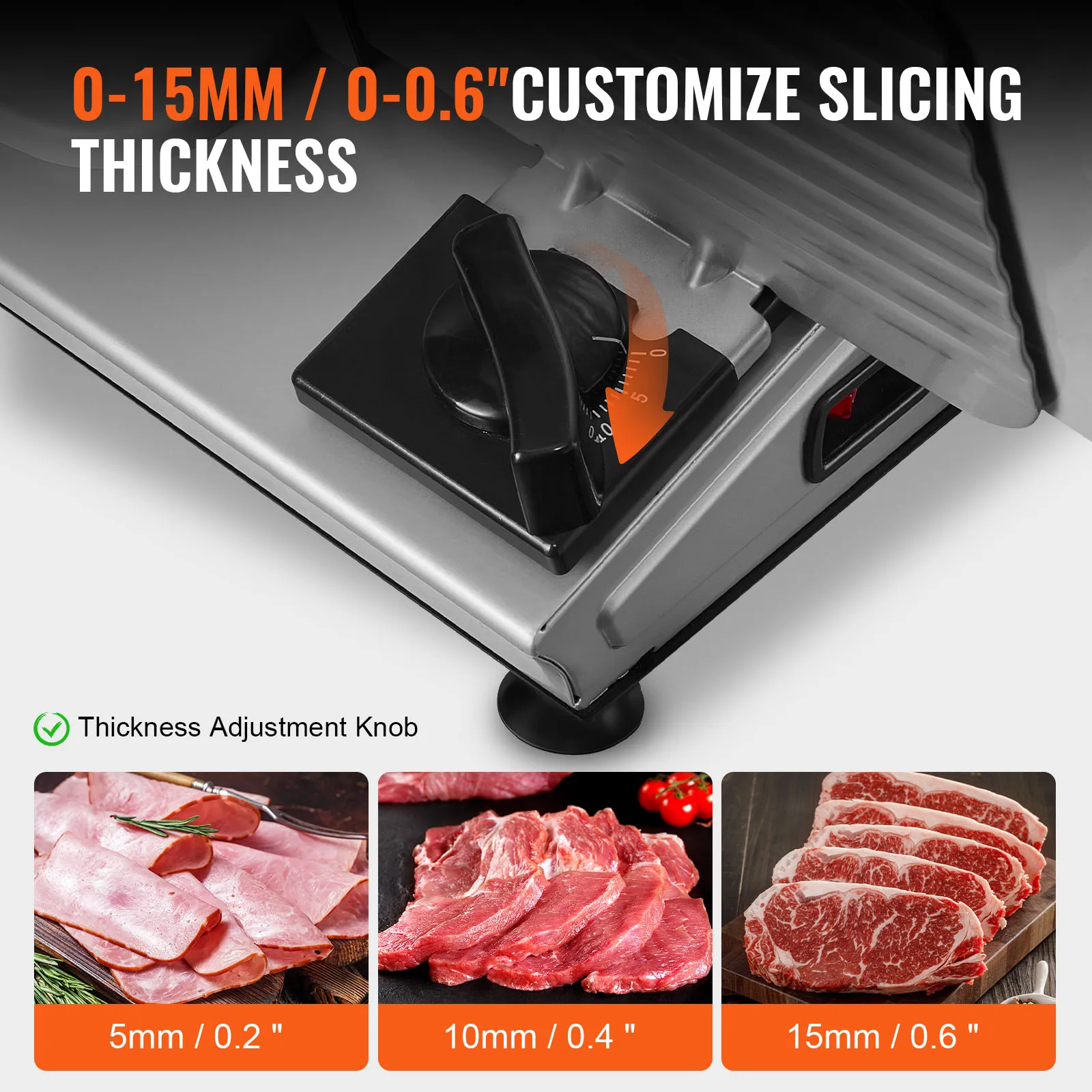 Adjus Thickness  Deli Meat Slicer SUS 420 Stainless Steel Blade with Blade Guard Food Slicer for Home Kitchen Use