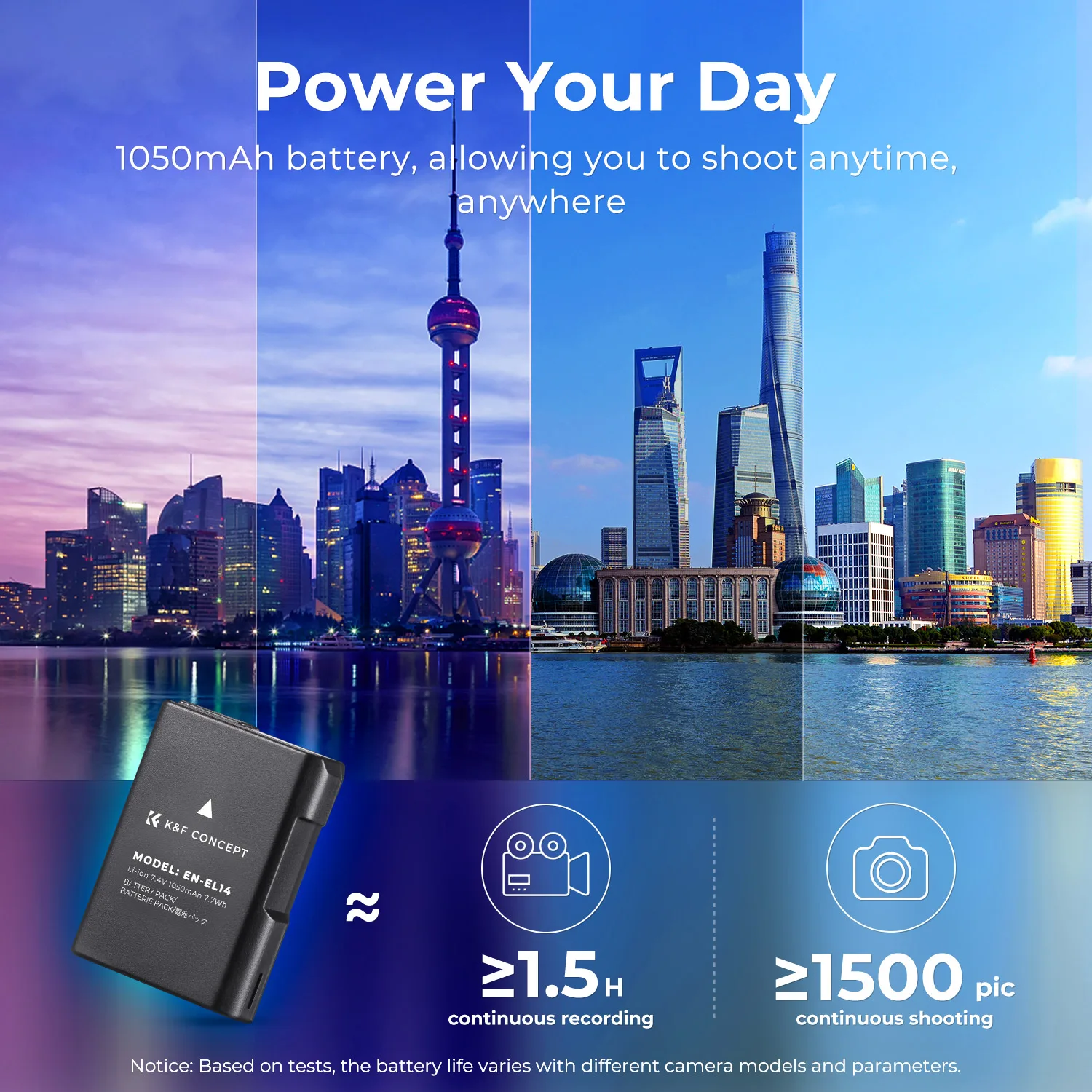 Аккумулятор K&F Concept EN-EL14 и зарядное устройство для аккумуляторов Nikon EN-EL14 с двойным слотом для зарядки, подходящий для камер Nikon Coolpix P7800