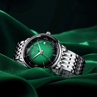 FEICE Luxury Mechanical Watch Ultra Thin Skeleton Watches for Men Waterproof Business Automatic Watch Retro Green Dial FM221REW