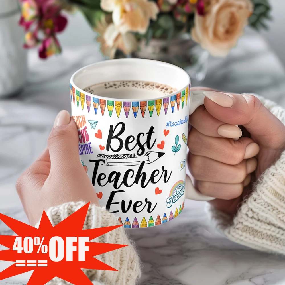 

Teacher Appreciation Cup Crayons Motif Teacherlife School Gift 11oz 15oz Coffee Mug Expressing Teacher Student Love Drinkware
