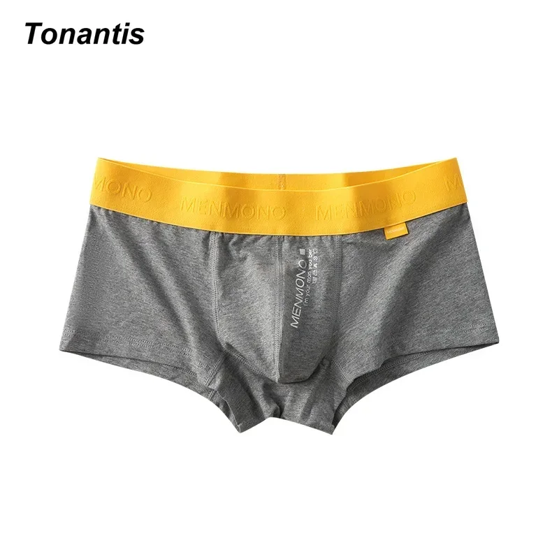 3Pcs/Pack Classic Yellow Belt Men\'s Panties Fashion Cotton Mens Boxer Shorts Youth Sports Soft Breathable Underpants Man Adult