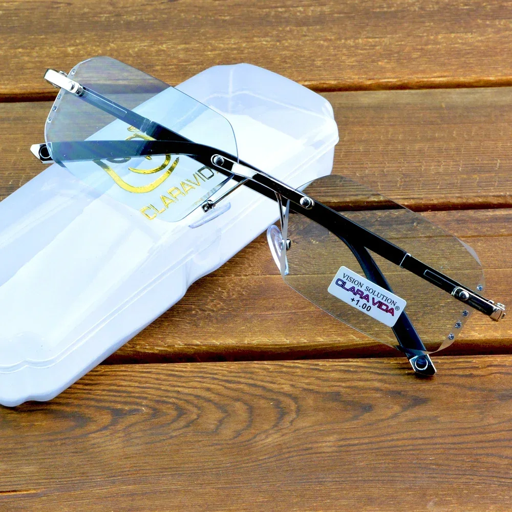 

Modern Rimless Reading Glasses Men Eyewear Blue Tinted Lenses for Clear Vision Sleek Design Glasses Women +0.75 to +4